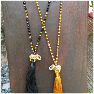 elephant bronze golden caps tassels necklaces crystal bead long strand 50 pieces